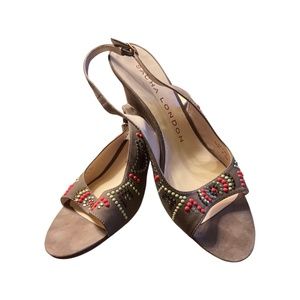 Sacha London taupe nubuck Gladis peep toe